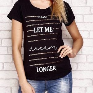 Wholesale T-shirt with sequins and black lettering