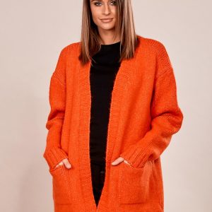 Wholesale Orange cardigan with pockets