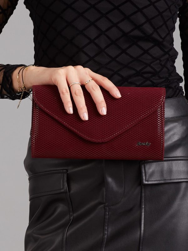 Wholesale Maroon clutch bag in fine pattern