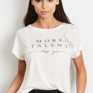 Wholesale Ecru t-shirt with the inscription MORE TALENT LESS EGO