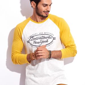 Wholesale Yellow blouse for a man with print
