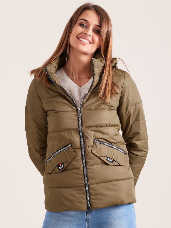 Wholesale Lightweight Transitional Jacket with Khaki Detachable Hood