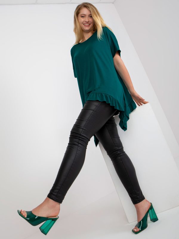 Wholesale Dark Green Loose Plus Size Viscose Blouse