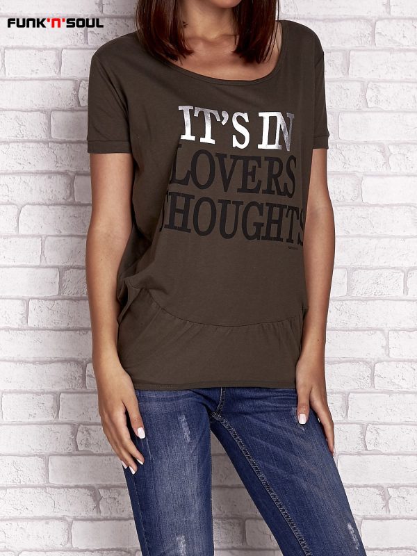 Wholesale Olive t-shirt with the inscription IT'S IN LOVERS THOUGHTS Funk n Soul