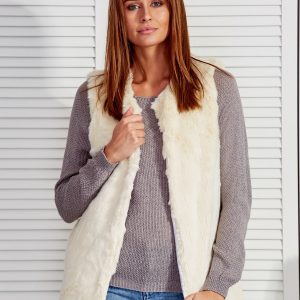 Wholesale Ecru fur vest with lining