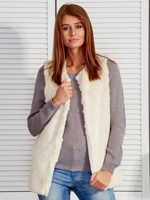 Wholesale Ecru fur vest with lining