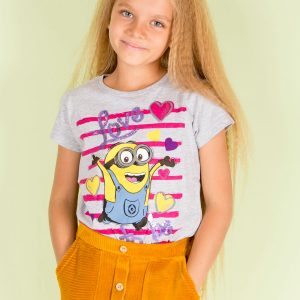 Wholesale Gray t-shirt for girl MINIONS