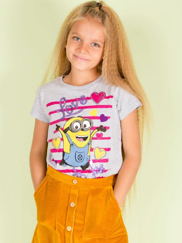 Wholesale Gray t-shirt for girl MINIONS