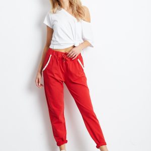 Wholesale Red sweatpants with applique