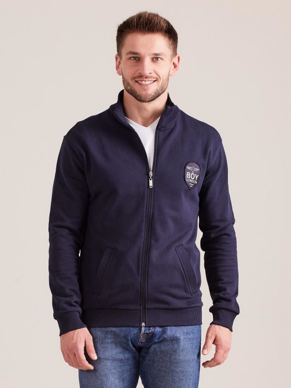 Wholesale Navy blue zipper sweatshirt for men