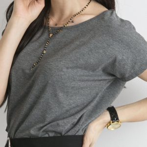 Wholesale Dark grey melange t-shirt Circle