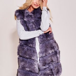 Wholesale Grey Long Faux Fur Vest