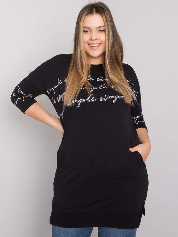 Wholesale Black plus size blouse with Lily prints