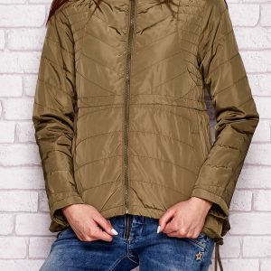 Wholesale Jacket with sliding pockets and detachable khaki hood