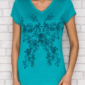 Wholesale Green Floral Print T-Shirt