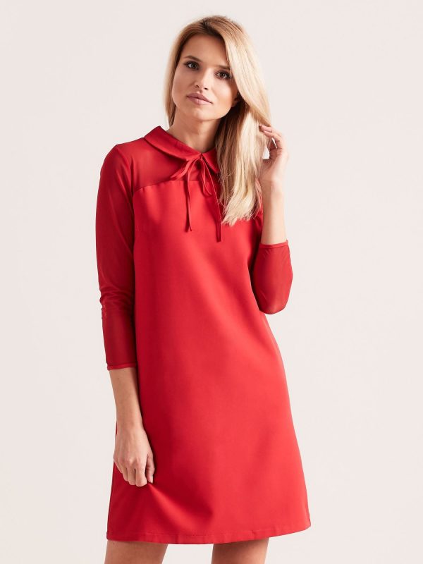 Wholesale Dress with collar red