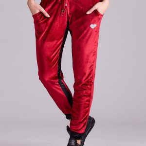 Wholesale Burgundy velour sweatpants