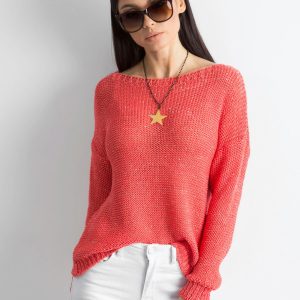 Wholesale Dark orange sweater with metallic thread