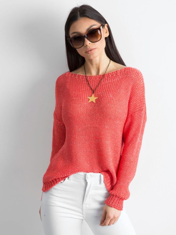 Wholesale Dark orange sweater with metallic thread