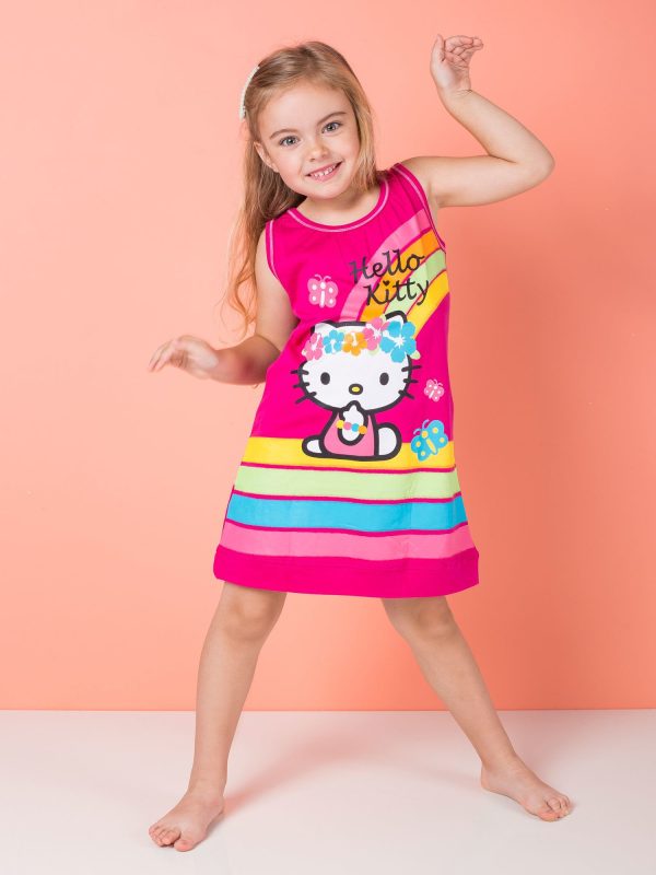 Wholesale Fuchsia dress for girl HELLO KITTY