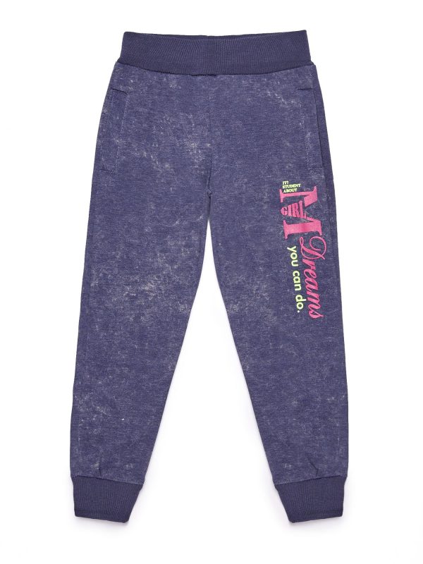 Wholesale Sweatpants for girl navy blue with print