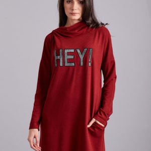 Wholesale Burgundy hooded dress