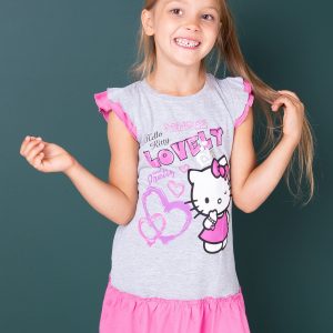 Wholesale Grey dress for girl HELLO KITTY