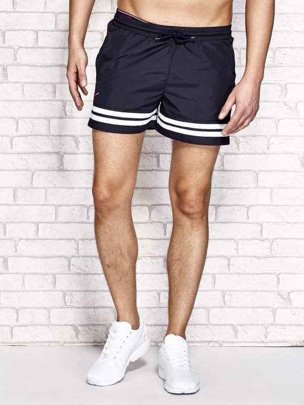 Wholesale Navy blue men's swim shorts in sailor style