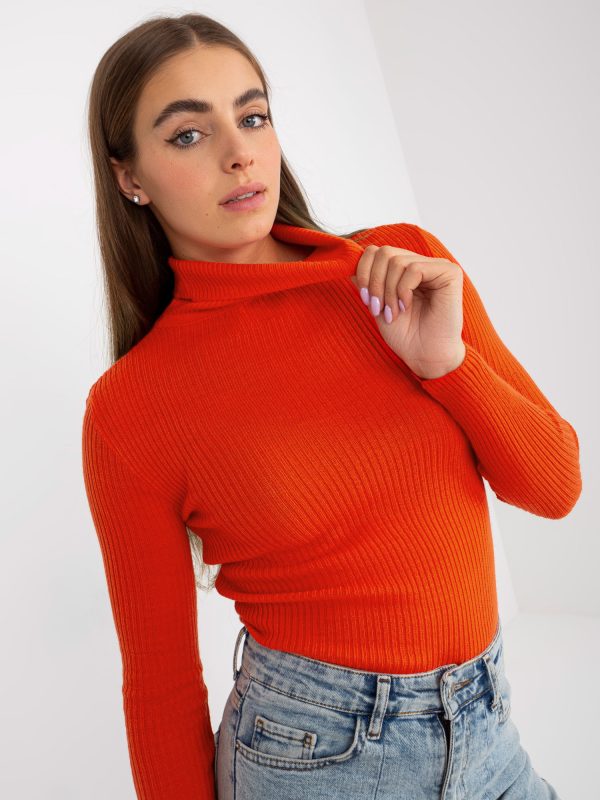 Wholesale Orange Women's Turtleneck Sweater