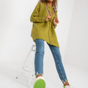 Wholesale Olive Long Sweatshirt with Hoodie