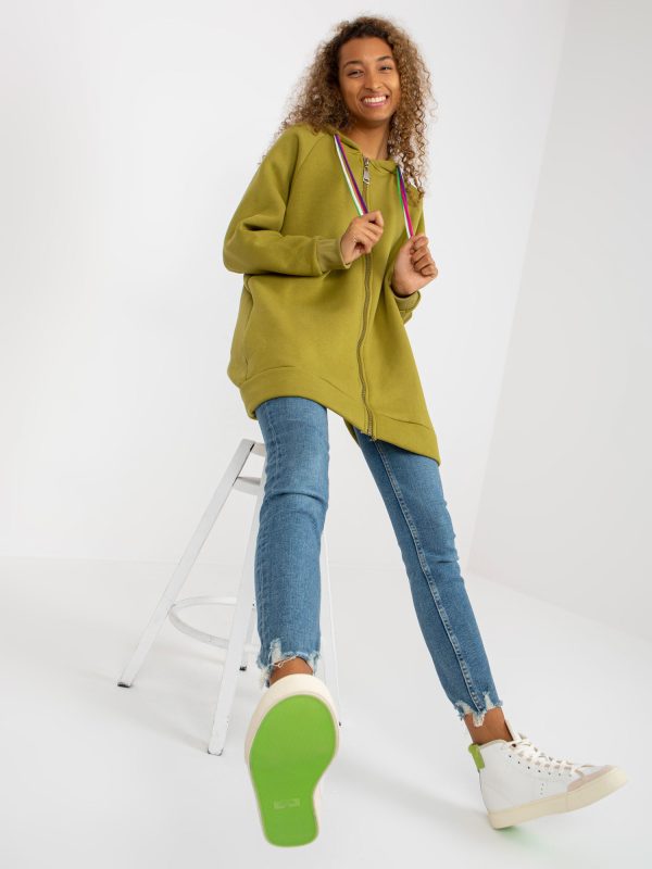 Wholesale Olive Long Sweatshirt with Hoodie