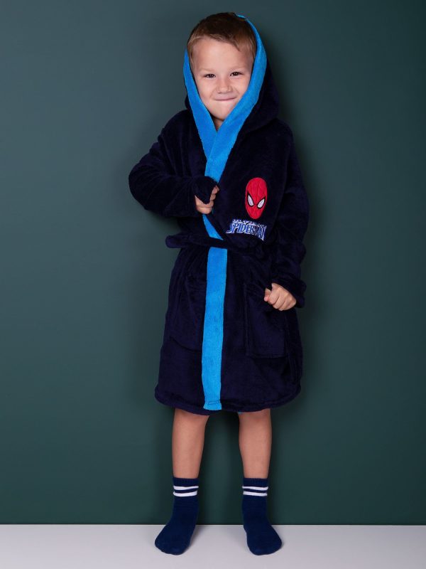 Wholesale Navy blue boy's bathrobe SPIDERMAN