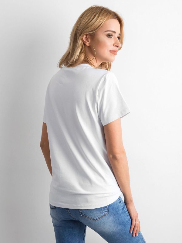 Wholesale White T-shirt with glossy applique