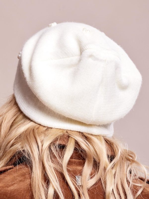 Wholesale White beanie with pearls