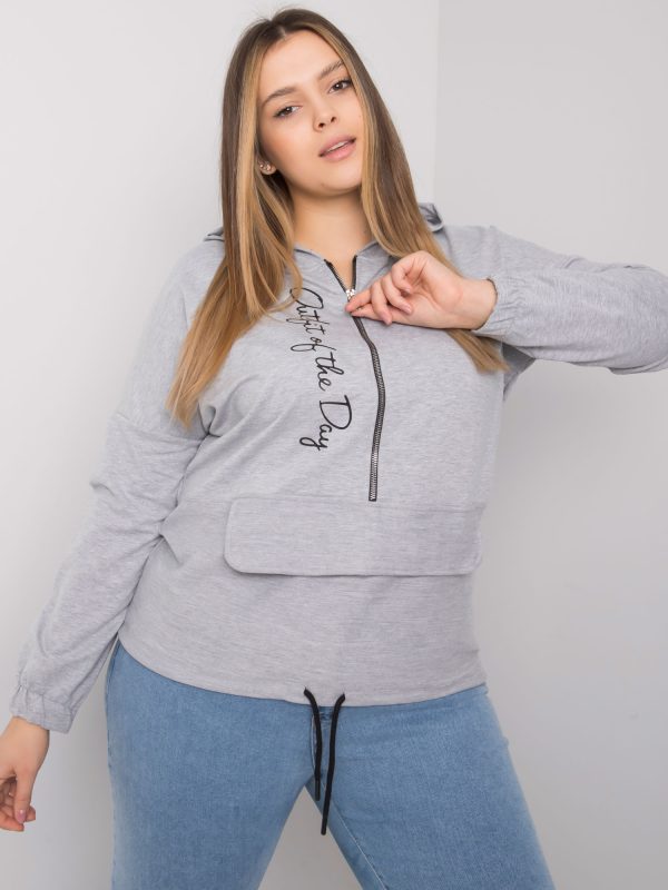 Wholesale Kaylee Grey Melange Plus Size Sweatshirt