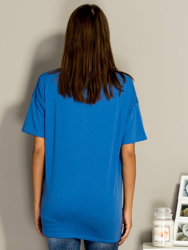 Wholesale Blue t-shirt with lacing