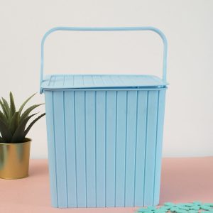 Wholesale Pastel light blue basket with handle and lid