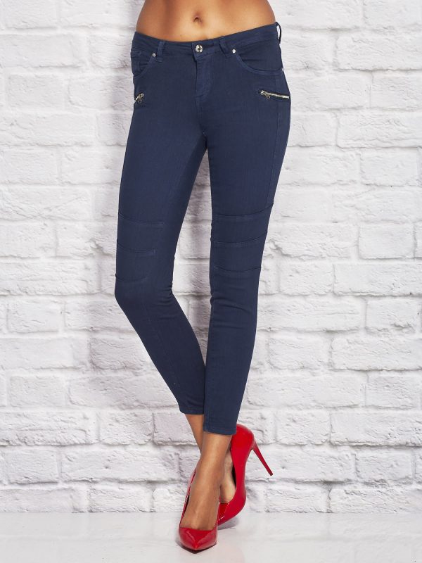 Wholesale Blue skinny pants with zippers