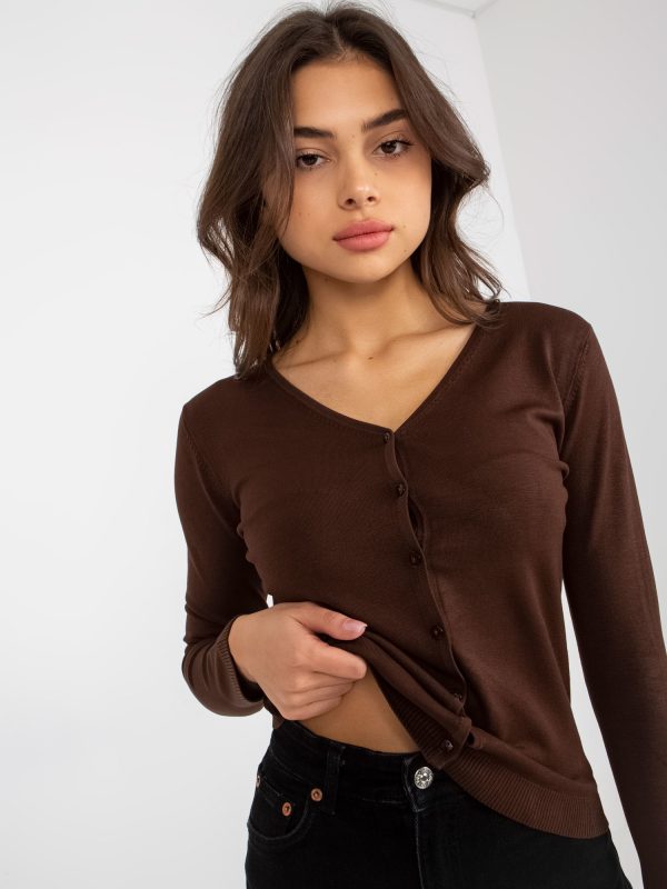 Wholesale Brown Fitted Button Cardigan