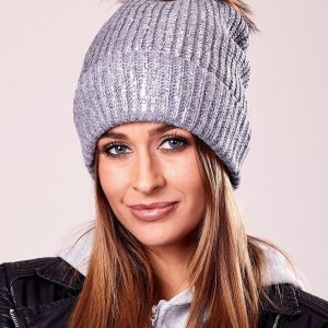 Wholesale Gray cap with tassel and wool