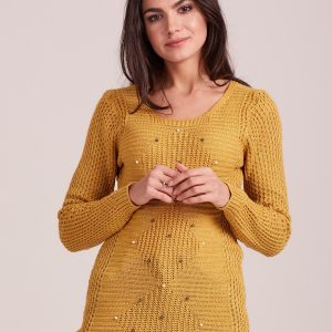 Wholesale Mustard sweater with pearls