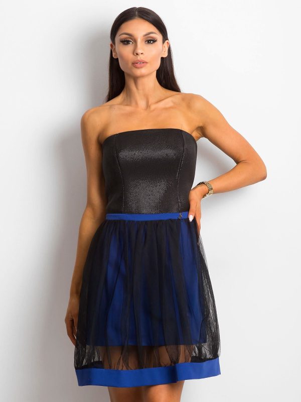 Wholesale Women's dress with tulle skirt navy blue