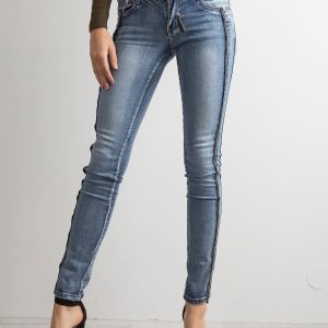 Wholesale Blue skinny jeans with zippers