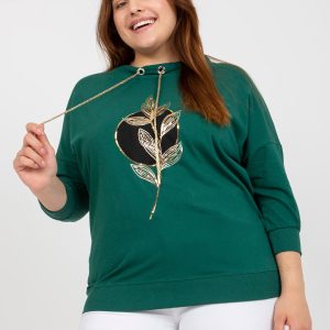 Wholesale Dark green plus size blouse with applique