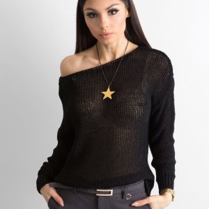 Wholesale Black sweater with metallic thread