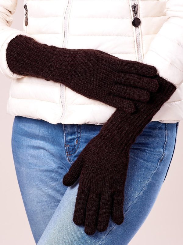 Wholesale Brown Draped Sleeve Long Gloves