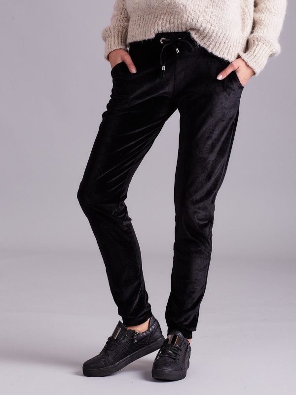 Wholesale Velvet sweatpants with black