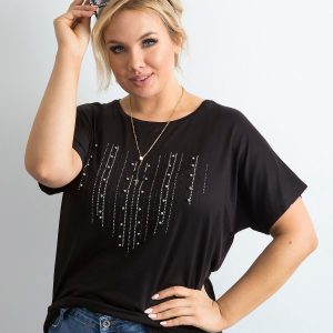 Wholesale Women's Plus Size T-Shirt with Applique Black