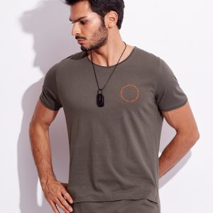 Wholesale Khaki t-shirt for man with inscription