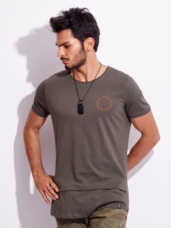 Wholesale Khaki t-shirt for man with inscription